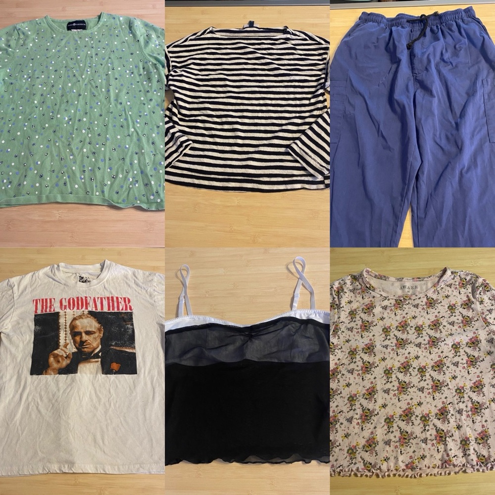 6 women’s size medium clothes bundle pants shirts lot